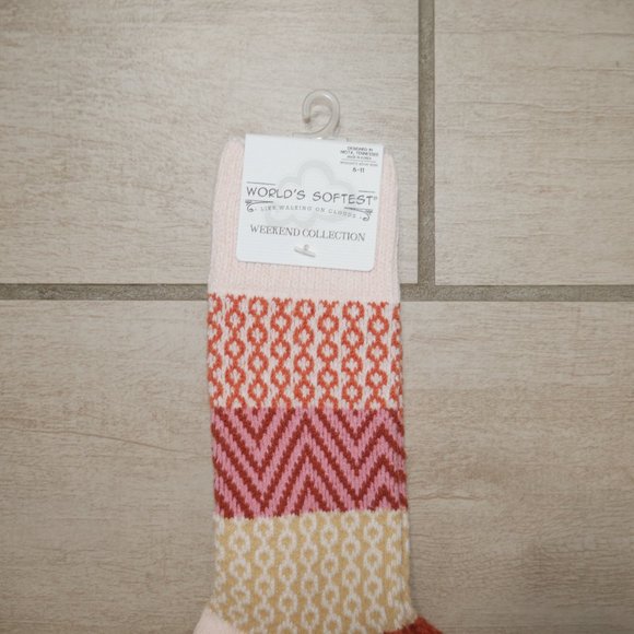 Worlds Softest Socks Weekend Gallery Textured Crew Womens Size 6-11 Brandy NWT - Picture 3 of 4